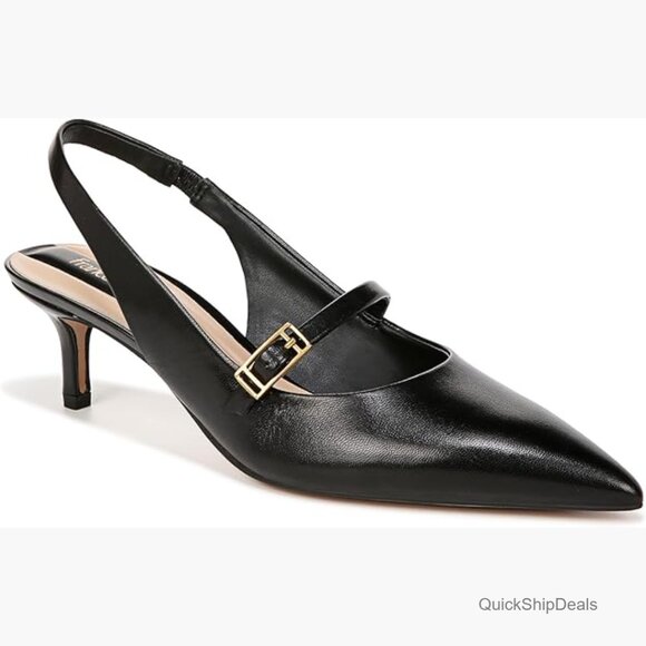 Synthetic Leather Kitten Heel Pumps with Adjustable Buckle